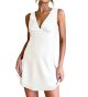 Women's Summer Satin V Neck Sleeveless Backless Tie Waist Dress