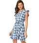 Women's Plaid Ruffle Sleeve Tank Dress A Line Vintage Check Dress