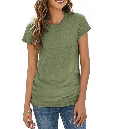 Womens T Shirts Long Sleeve Crew Neck Shirts Basic Tee Tops Blouse