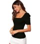 Women's Puff Sleeve Square Neck Short Sleeve Tee Top