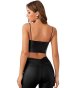 Women's PU Leather V Neck Spaghetti Strap Cami Crop Top