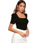 Women's Puff Sleeve Square Neck Short Sleeve Tee Top