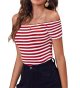 Women's Short Sleeve Fitted Off Shoulder Shirt  T-Shirt