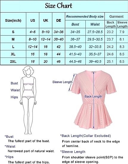 Women's Tops V Neck Eyelet Tops Ruffle Sleeves Ruffle Blouses Summer Casual T-Shirts